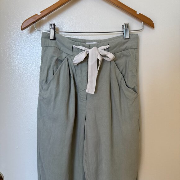 Aritzia Wilfred Allant Sage Green High Waist Cropped Trouser Pants 00 - Picture 3 of 6